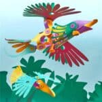 imagen de dos aves creadas con el juego Construcción magnética 22 piezas flexibles Clixo Tropical Birds