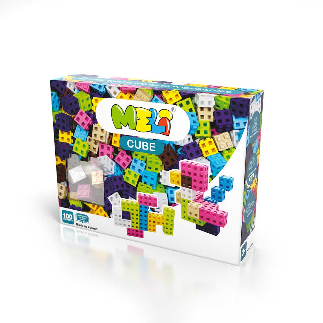 Bloques de construcción Meli cube pastel 100 piezas imagen de la caja donde vienen los Bloques de construcción Meli cube pastel 100 piezas