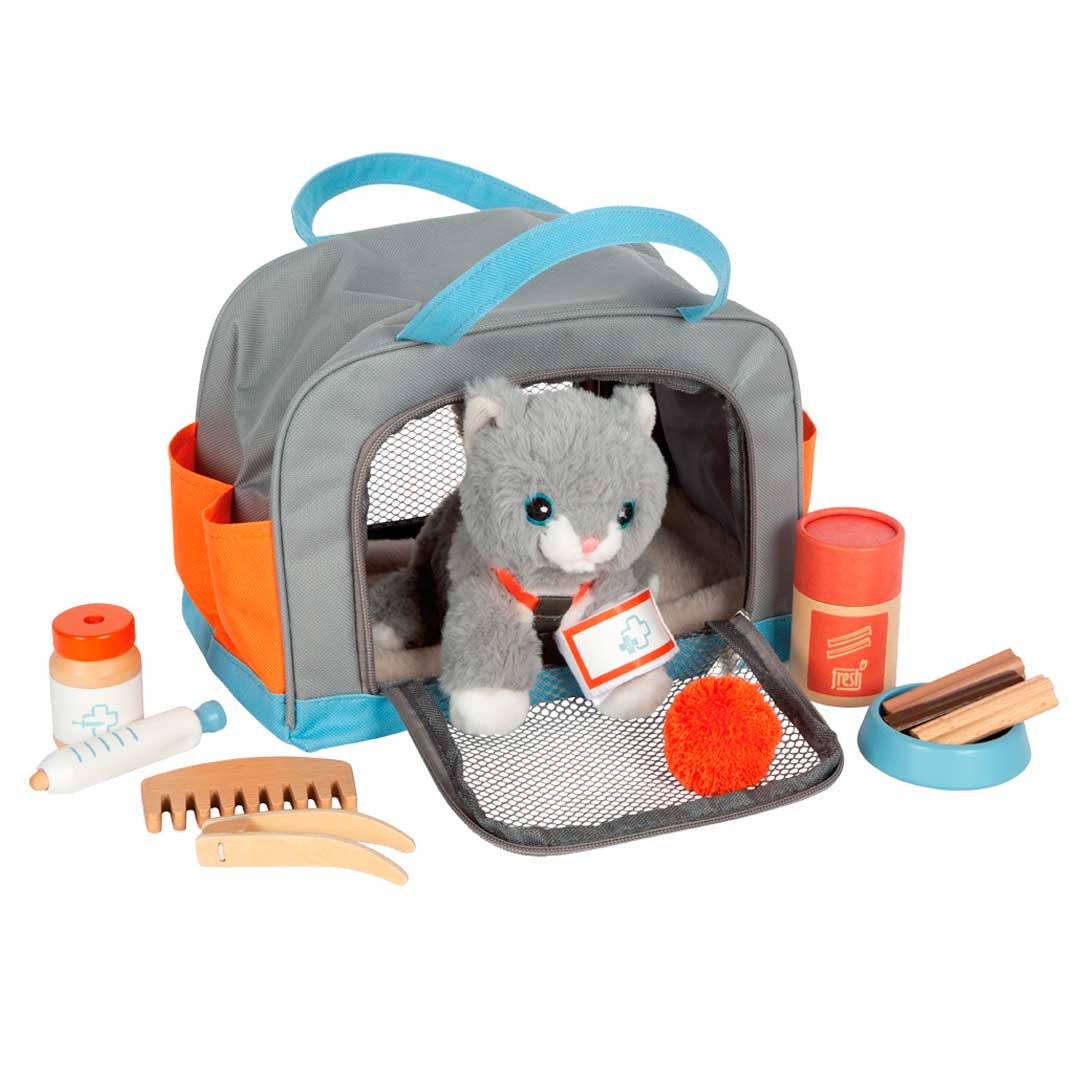 Set de cuidados gato con transportín de Small Foot imagen de portada del Set de cuidados gato con transportín de Small Foot