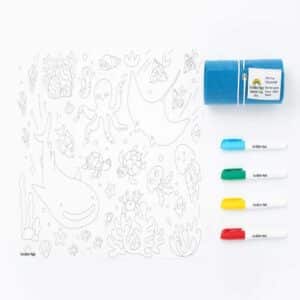 imagen de portada del Tapete de silicona con 4 rotuladores para colorear Mar