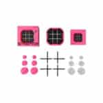 imagen del packaging y el contenido del Juego interactivo 3 en raya Tic Tac Toe Bolt rosa de Giiker