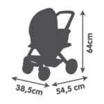 imagen de las medidas del Cochecito Maxi Cosi 3 en 1 con silla y capazo extraíble