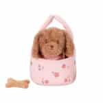 imagen del Perrito peluche Jackie con bolsa de Little Dutch de frente