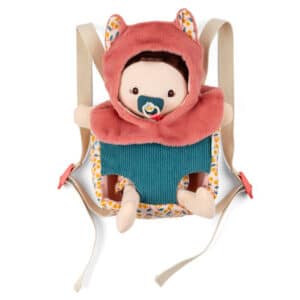 imagen de portada de la Muñeca blandita Jeanne con mochila portabebés de Janod