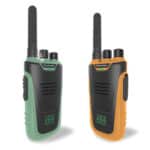 imagen de los Walkie Talkies infantiles recargables Kidytalk verde y naranja