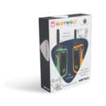 imagen del packaging de los Walkie Talkies recargables Kidytalk verde y naranja
