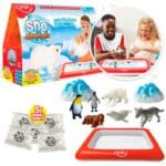 imagen del contenido del Pack Sensorial Invierno con Bandeja Hinchable, Nieve y Figuras