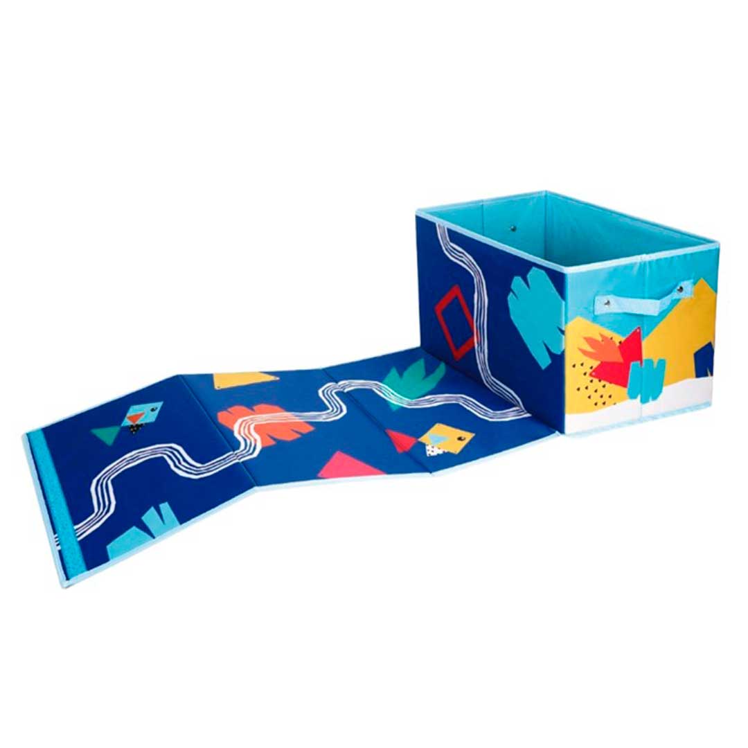 Caja de almacenaje y alfombra de juego de Imanix imagen de la Caja de almacenaje y alfombra de juego de Imanix con la alfombra desplegada