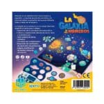 imagen de la parte trasera de la caja de La galaxia de los números, juego de cálculo matemático