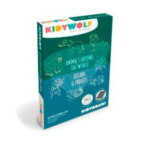 imagen del packaging de las Plantillas para tableta Kidydraw mini animales, océanos y piratas