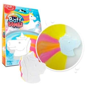 imagen de la Bomba de baño Unicornio de Zimplikids con el packaging