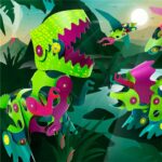 imagen de un dinosarios creado con el pack Clixo Dinos 36 piezas de construcción magnéticas flexibles