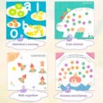 imagen de algunos de los dibujos del Cuaderno de dibujo con sellos y pintura con dedos