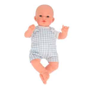 imagen del Muñeco blandito de 34cm Mateo con peto vichy azul de Monnëka
