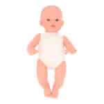 imagen del Muñeco blandito de 34cm Mateo con peto vichy azul de Monnëka sin ropita