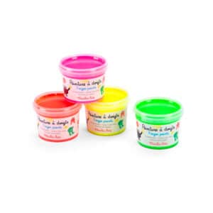 imagen de los botes de Pintura de dedos fluorescente 4 colores de Moulin Roty