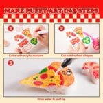 imagen de como se crean los trozos de pizza del Set de pintura con espuma Pizza mágica