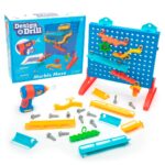 imagen del Juego de construcción circuito de canicas con taladro y tornillos con su packaging