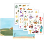 imagen de las Pegatinas reposicionables Little Dutch Jim and Friends y los escenarios que incluye