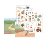 imagen de las Pegatinas reposicionables Little Dutch Little Farm y los escenarios que incluye