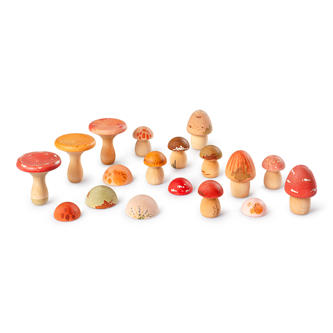 Grapat 18 setas de madera para juego simbólico imagen de portada del set Grapat 18 setas de madera para juego simbólico