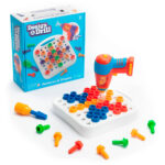 imagen de Juego de construcción con taladro y tornillos Desing & Drill y su packaging