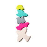 imagen de las 5 piezas de madera incluidas en el Juego de equilibrio Vehículos Stacking Challenge Haba