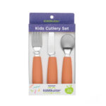 imagen del packaging del Set de cubiertos Kiddikutter Naranja