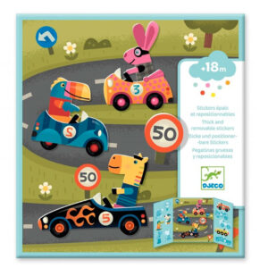 imagen del pacaging de las Pegatinas reposicionables Djeco Los Coches