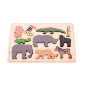 imagen de portada del Puzzle encajable de madera Animales de la Selva de Tickit