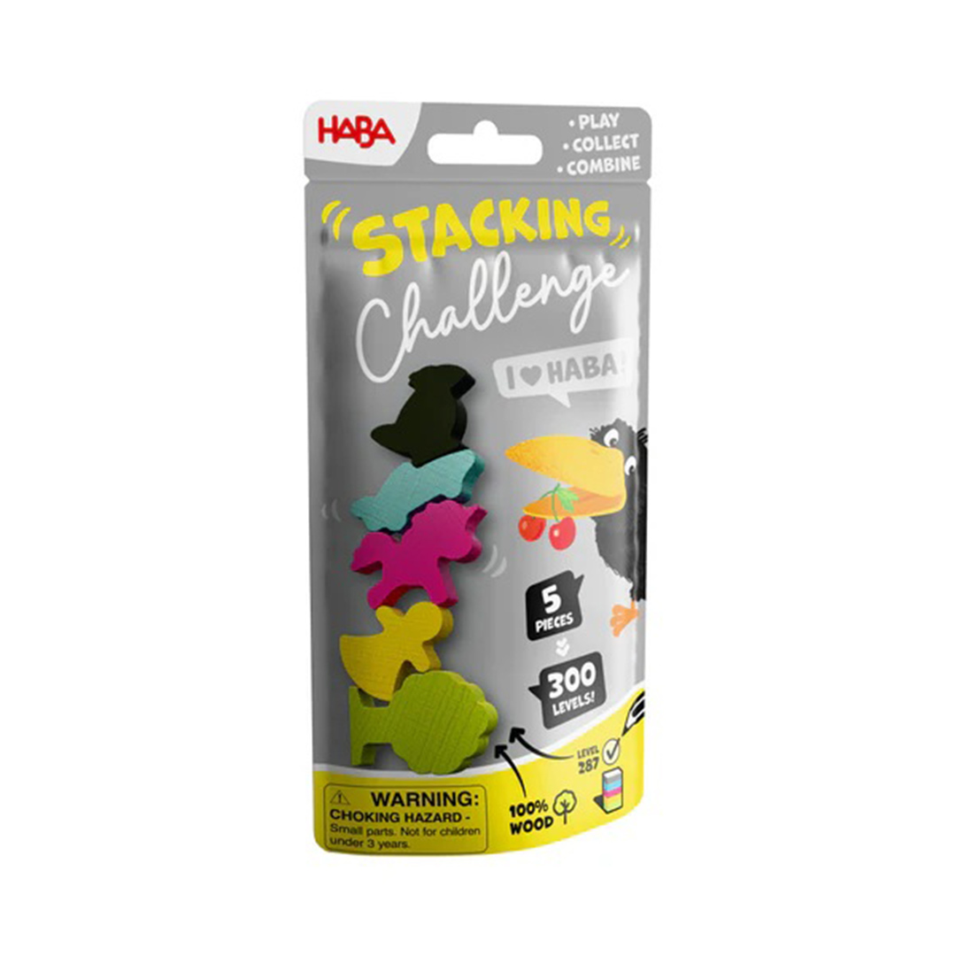 Juego de equilibrio El Frutal Stacking Challenge Haba imagen del packaging del Juego de equilibrio El Frutal Stacking Challenge Haba
