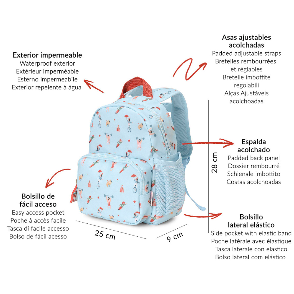 Imagen de características de Mochila infantil Tutete colección Circus Show